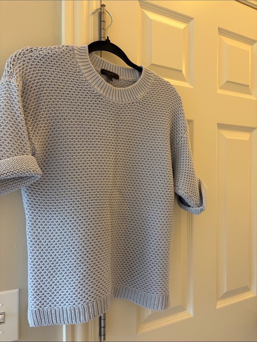 J. Crew Light Blue Textured Short-Sleeve Crewneck Sweater